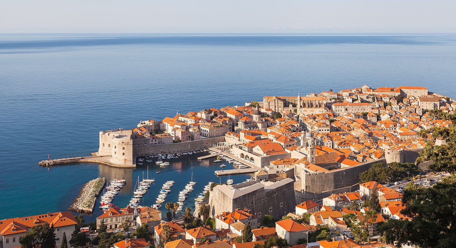 Dubrovnik's old town and harbour on the Adriatic