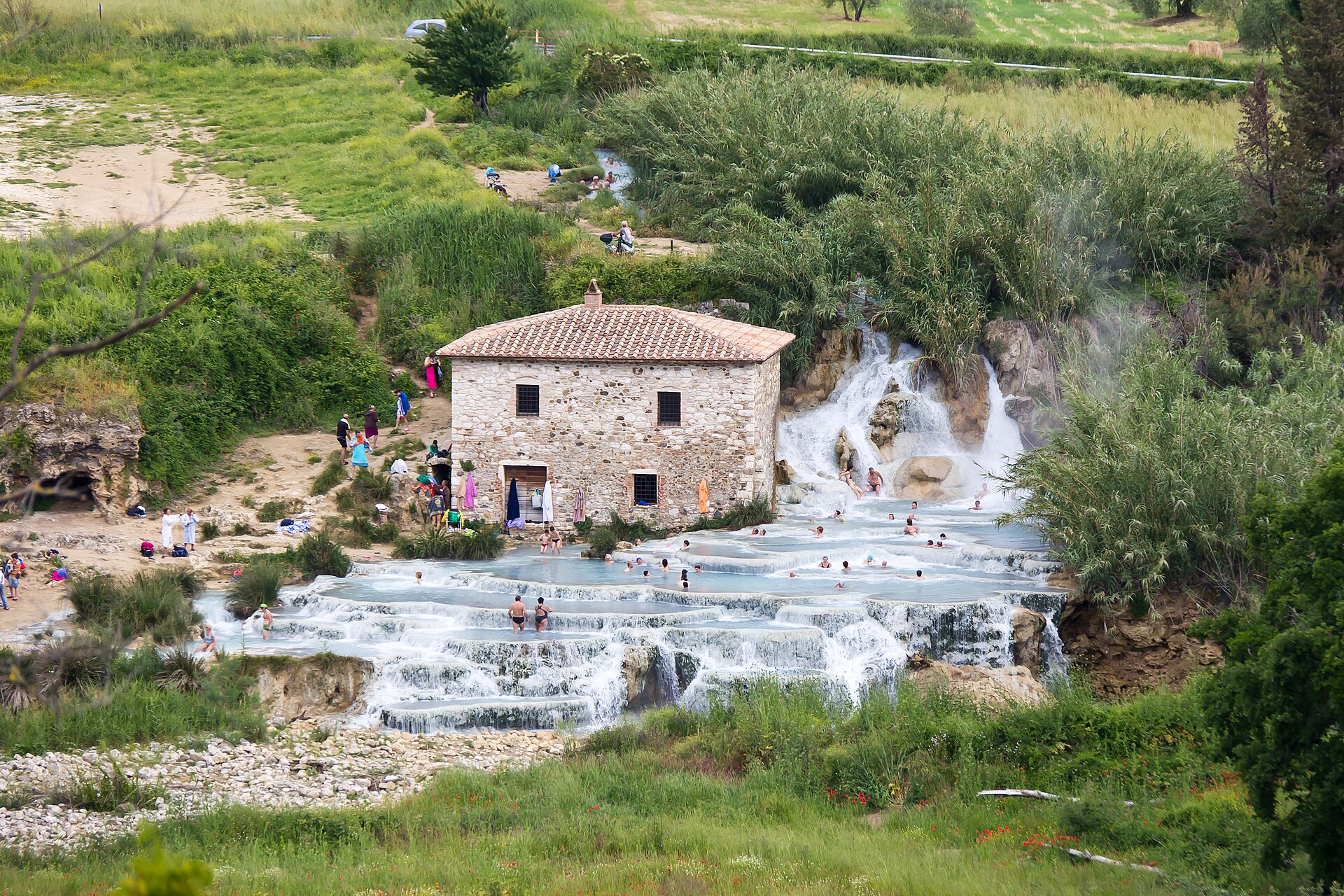Soaking the Cascate del Mulino, Saturnia, Italy