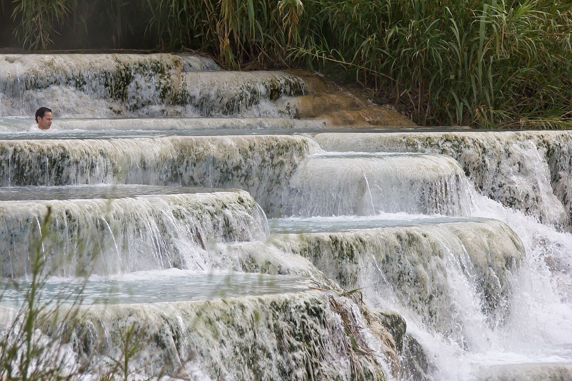 Soaking the Cascate del Mulino, Saturnia, Italy